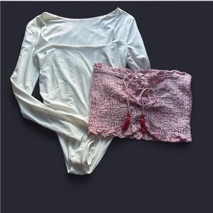 American Eagle tube top and white SHEIN body suit bundle